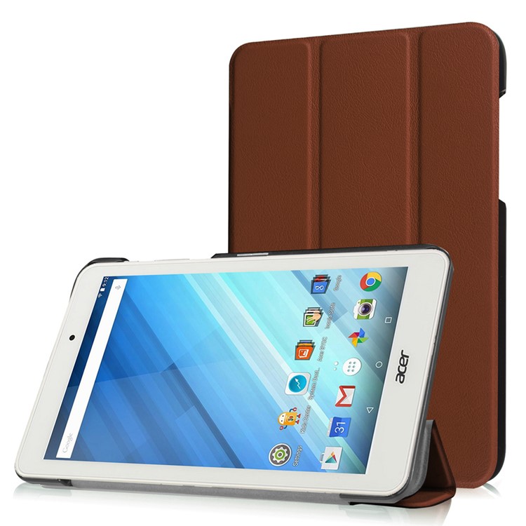 Tri-fold Stand Leather Case for Acer Iconia One 8 B1-850 - Brown-1