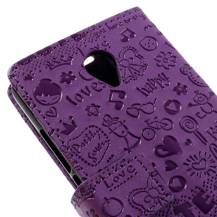Cartoon Patterns Leather Case Card Holder for Acer Liquid Zest Z525 Z528 - Purple-5