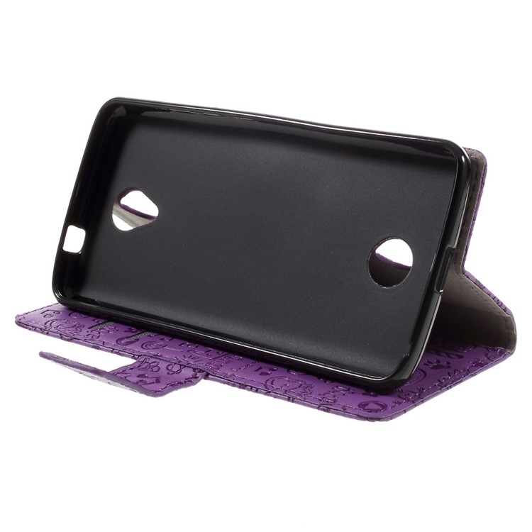 Cartoon Patterns Leather Case Card Holder for Acer Liquid Zest Z525 Z528 - Purple-6
