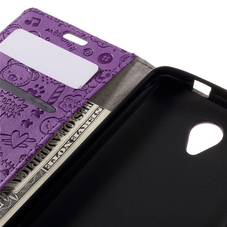 Cartoon Patterns Leather Case Card Holder for Acer Liquid Zest Z525 Z528 - Purple-9