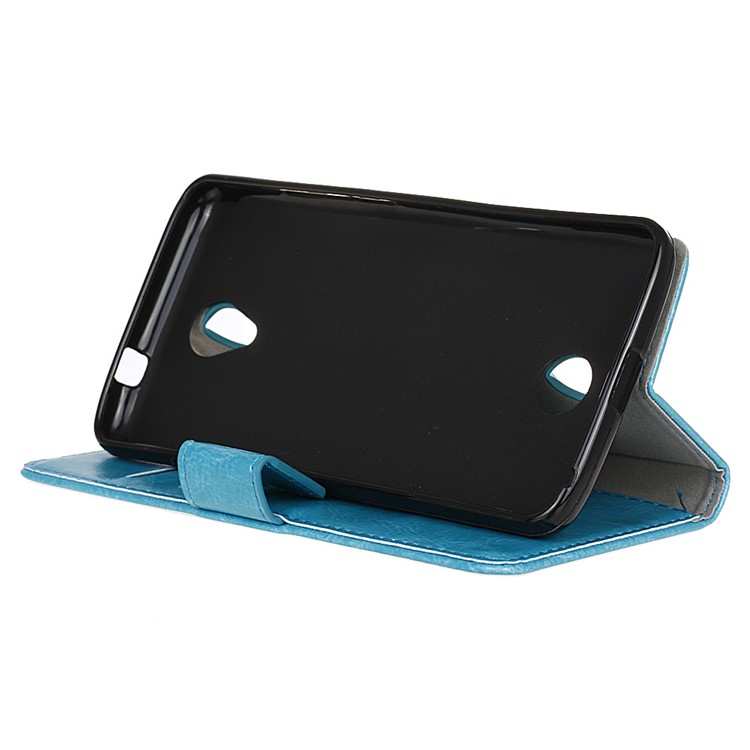 Crazy Horse PU Leather Wallet Case for Acer Liquid Zest Z525 Z528 - Blue-4