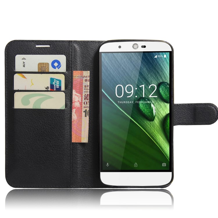 Litchi Texture Leather Wallet Stand Case for Acer Liquid Zest Plus - Black-5