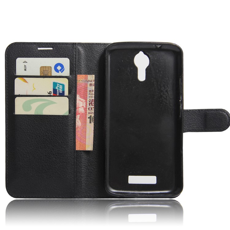 Litchi Texture Leather Wallet Stand Case for Acer Liquid Zest Plus - Black-6