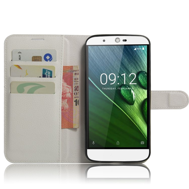 Litchi Texture Stand Leather Wallet Cover for Acer Liquid Zest Plus - White-4