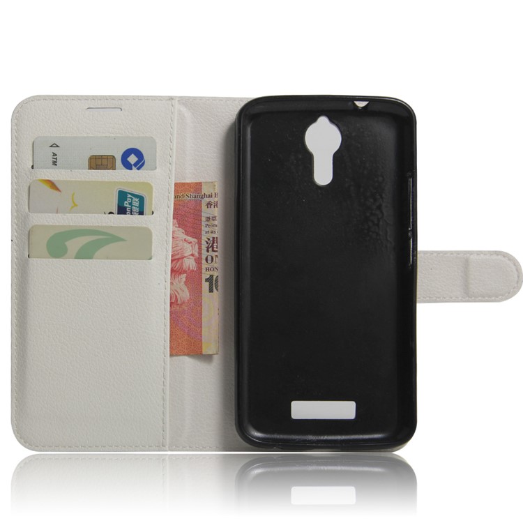 Litchi Texture Stand Leather Wallet Cover for Acer Liquid Zest Plus - White-5
