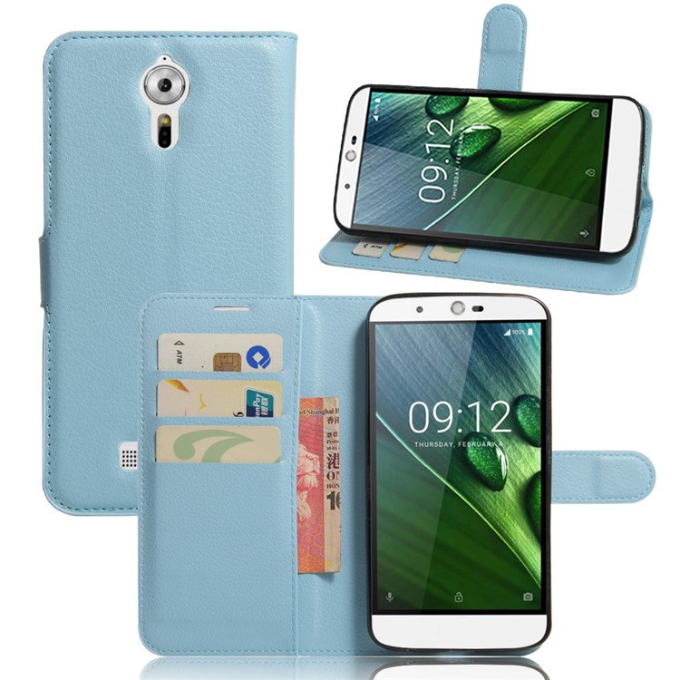 Litchi Texture Wallet Stand Leather Protective Case for Acer Liquid Zest Plus - Blue-1