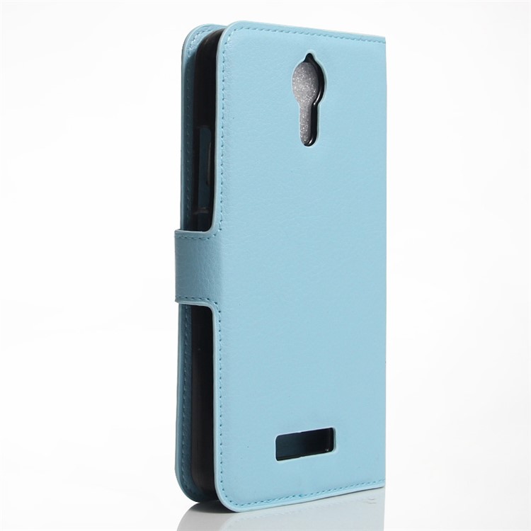 Litchi Texture Wallet Stand Leather Protective Case for Acer Liquid Zest Plus - Blue-3
