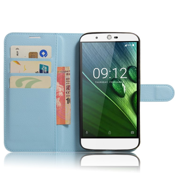 Litchi Texture Wallet Stand Leather Protective Case for Acer Liquid Zest Plus - Blue-5