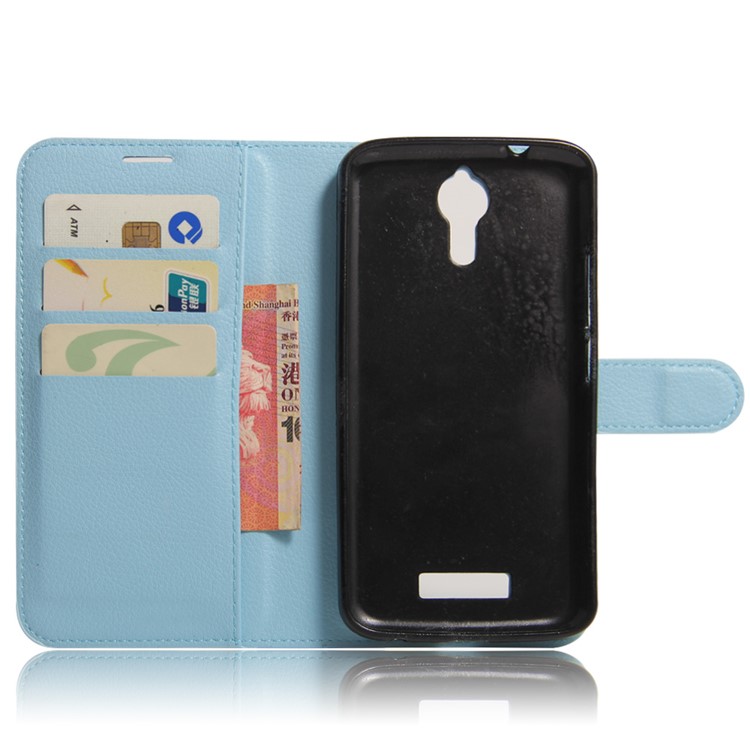 Litchi Texture Wallet Stand Leather Protective Case for Acer Liquid Zest Plus - Blue-6