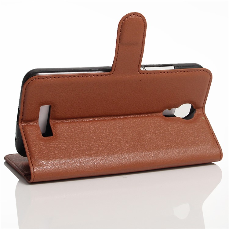 Litchi Grain Leather Wallet Stand Phone Shell for Acer Liquid Zest Plus - Brown-6