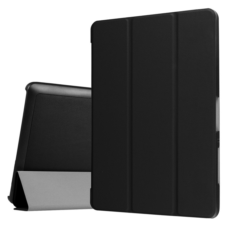 Tri-fold Leather Stand Case for Acer Iconia One 10 B3-A30 - Black-1