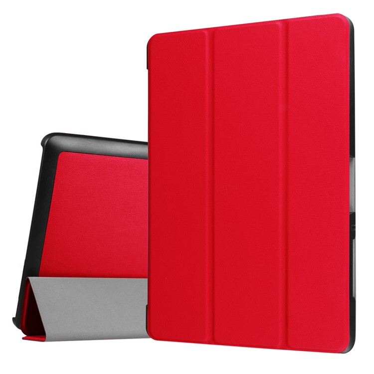 Tri-fold Stand Leather Shell for Acer Iconia One 10 B3-A30 - Red-1