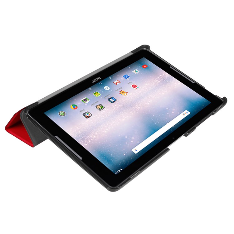 Tri-fold Stand Leather Shell for Acer Iconia One 10 B3-A30 - Red-4