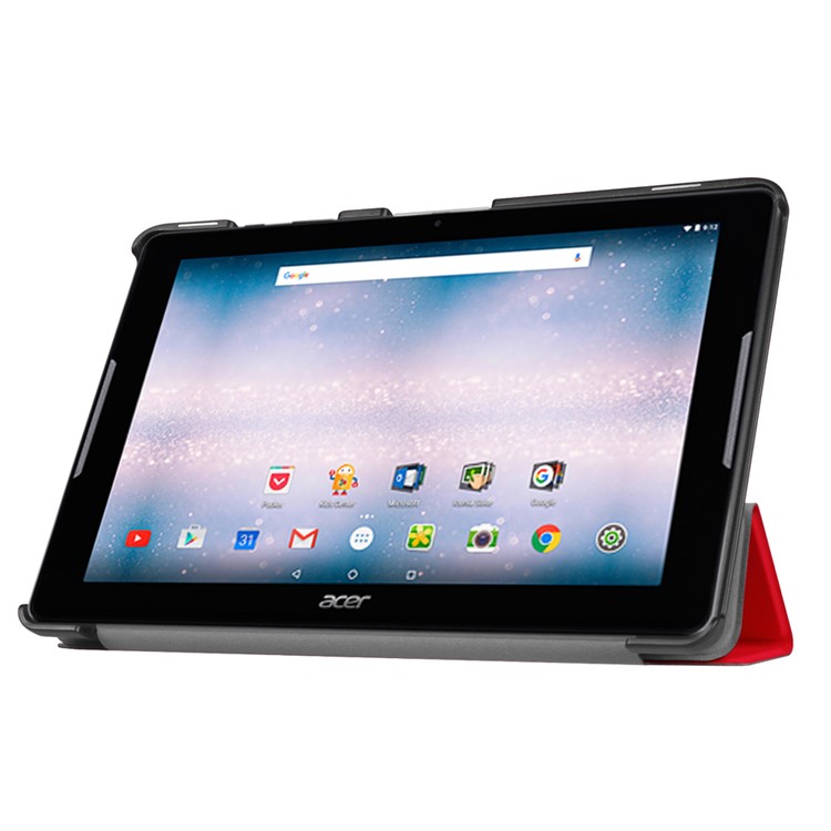 Tri-fold Stand Leather Shell for Acer Iconia One 10 B3-A30 - Red-6