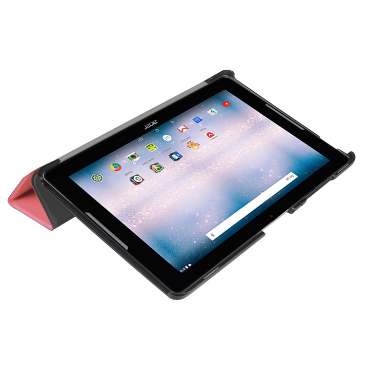 For Acer Iconia One 10 B3-A30 Tri-fold PU Leather Stand Protective Cover - Pink-4