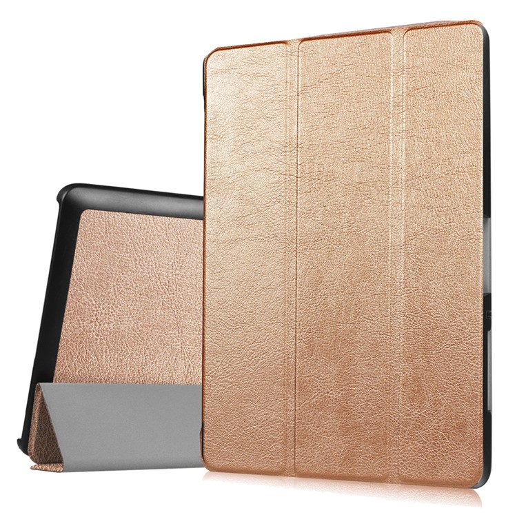 Tri-fold Tablet Leather Stand Case for Acer Iconia One 10 B3-A30 - Gold-1