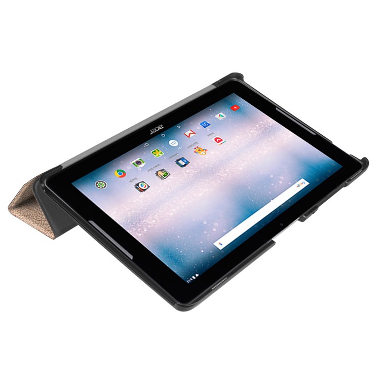 Tri-fold Tablet Leather Stand Case for Acer Iconia One 10 B3-A30 - Gold-4