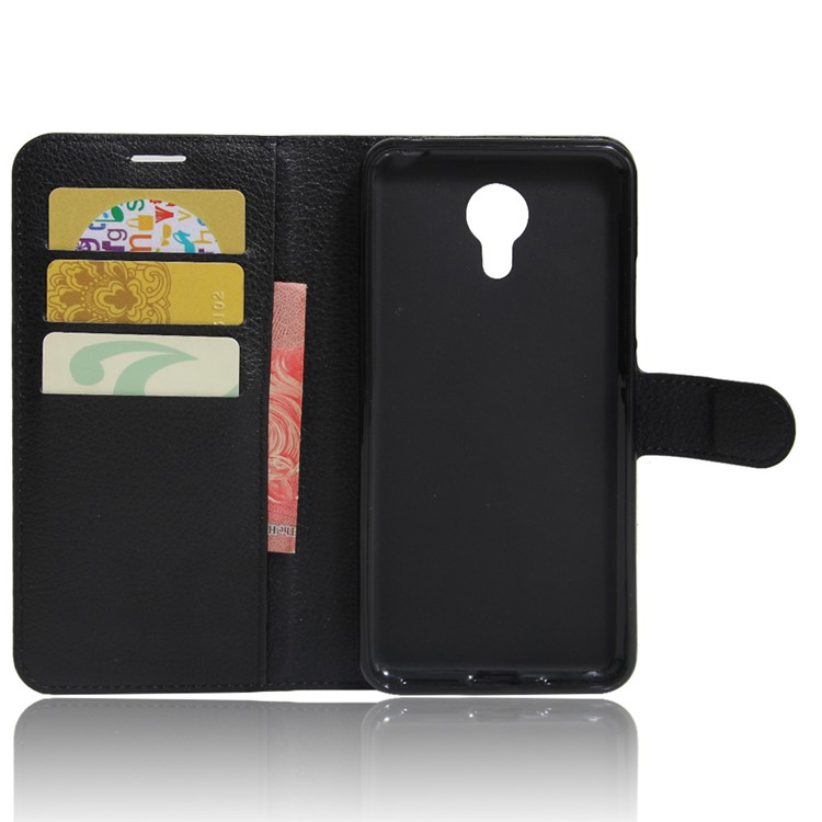 Lychee Skin Leather Wallet Case for Acer Liquid Z6 Plus - Black-4