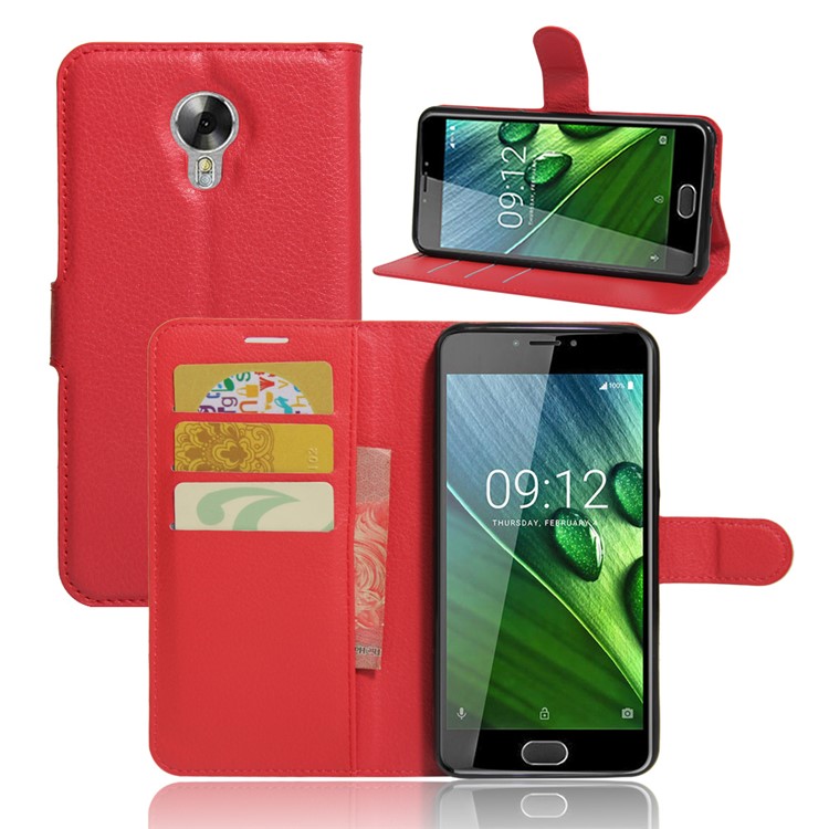 Lychee Skin Magnetic Leather Wallet Case for Acer Liquid Z6 Plus - Red-1