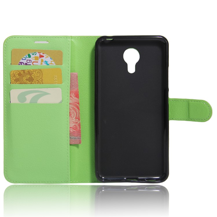 Lychee Skin Leather Card Holder Case for Acer Liquid Z6 Plus - Green-4