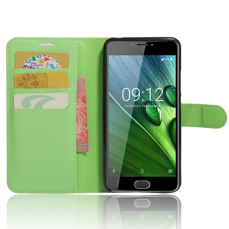Lychee Skin Leather Card Holder Case for Acer Liquid Z6 Plus - Green-5