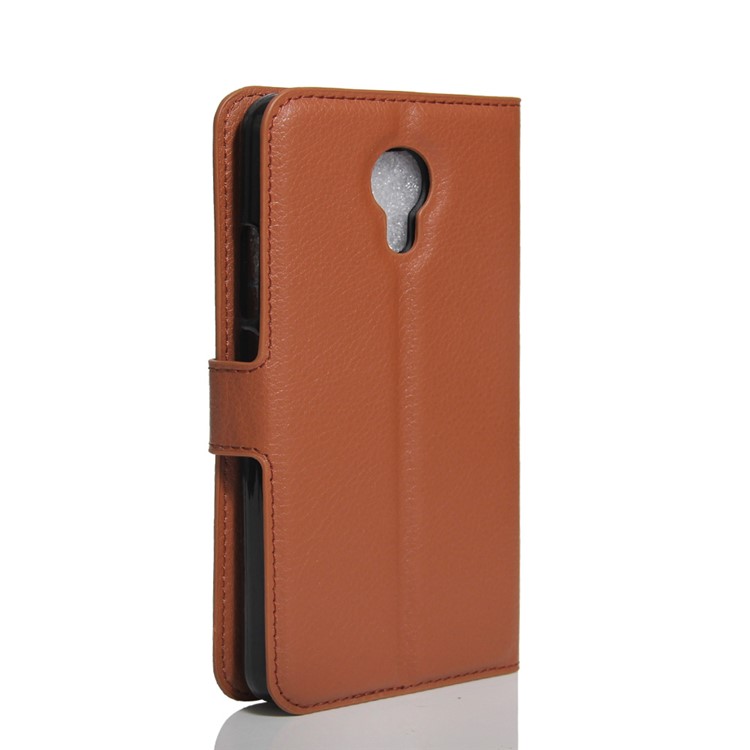 Lychee Skin Leather Stand Cover with Card Slots for Acer Liquid Z6 Plus - Brown-3
