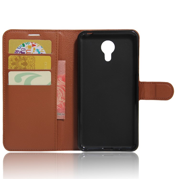Lychee Skin Leather Stand Cover with Card Slots for Acer Liquid Z6 Plus - Brown-4