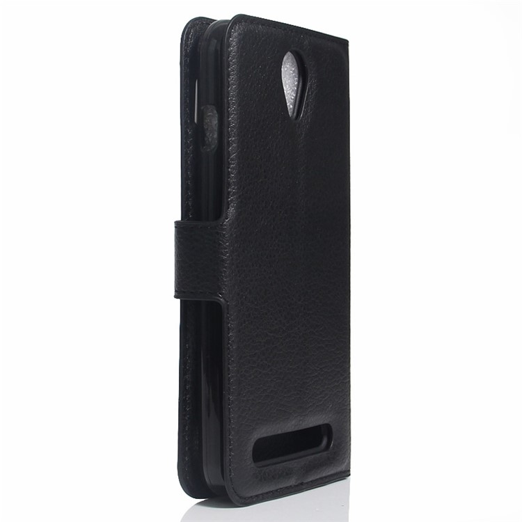 Lychee Skin Wallet Leather Stand Case for Acer Liquid Z6 - Black-3