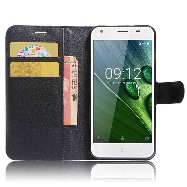 Lychee Skin Wallet Leather Stand Case for Acer Liquid Z6 - Black-5