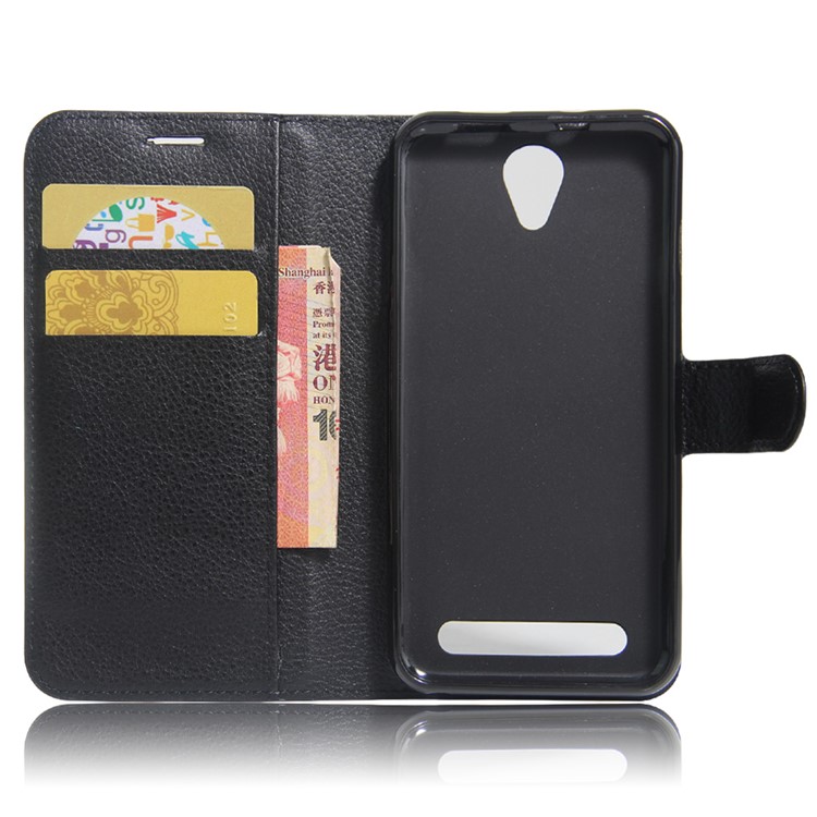 Lychee Skin Wallet Leather Stand Case for Acer Liquid Z6 - Black-6