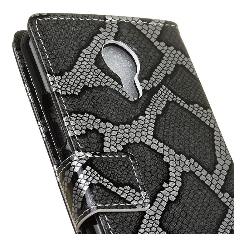 Snake Skin Leather Wallet Stand Case for Acer Liquid Z6 Plus - Grey-3