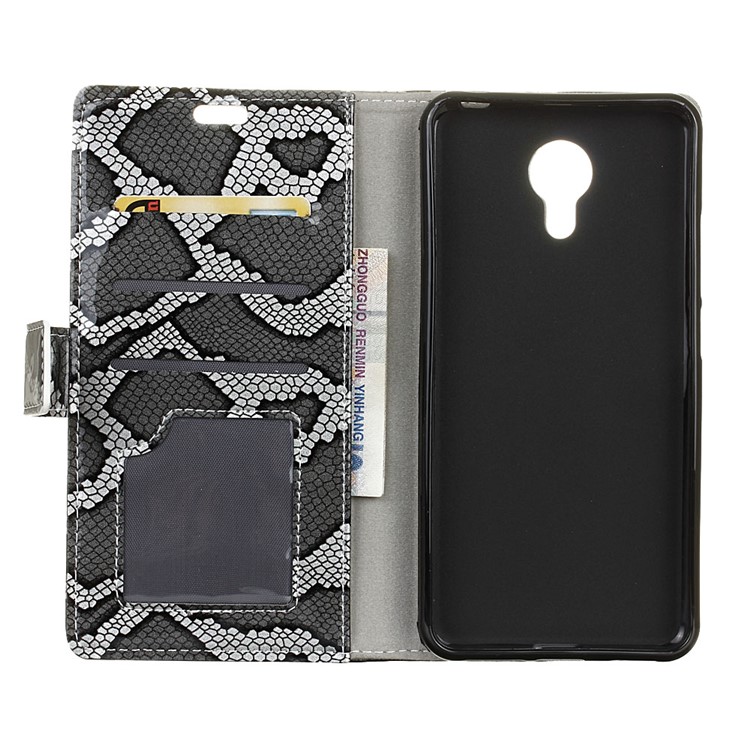 Snake Skin Leather Wallet Stand Case for Acer Liquid Z6 Plus - Grey-4