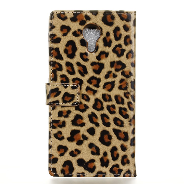 Glossy Leopard Leather Wallet Phone Case with Stand for Acer Liquid Z6 Plus - Brown-2