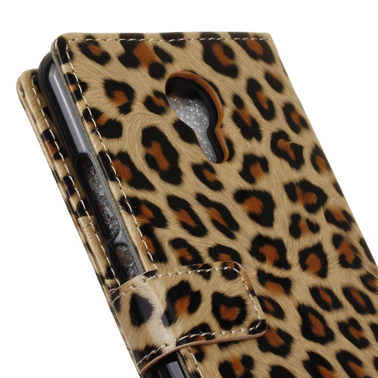 Glossy Leopard Leather Wallet Phone Case with Stand for Acer Liquid Z6 Plus - Brown-3