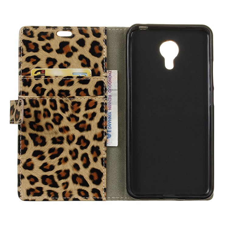 Glossy Leopard Leather Wallet Phone Case with Stand for Acer Liquid Z6 Plus - Brown-4