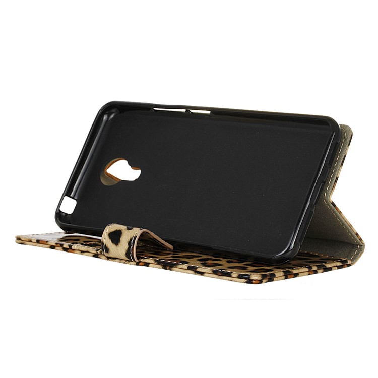 Glossy Leopard Leather Wallet Phone Case with Stand for Acer Liquid Z6 Plus - Brown-5