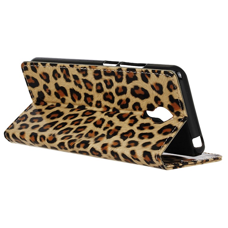 Glossy Leopard Leather Wallet Phone Case with Stand for Acer Liquid Z6 Plus - Brown-6
