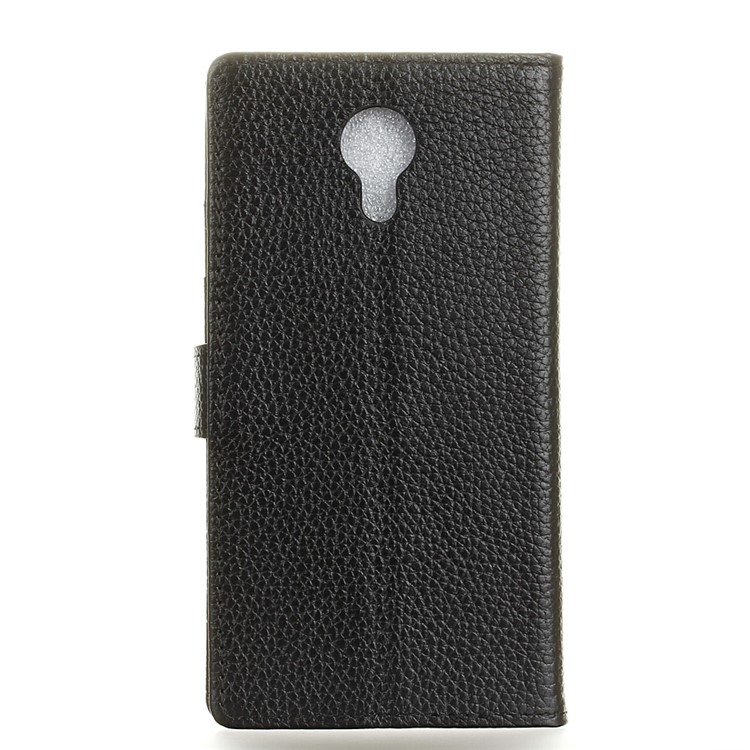 Genuine Leather Wallet Stand Phone Protector Case for Acer Liquid Z6 Plus - Black-1