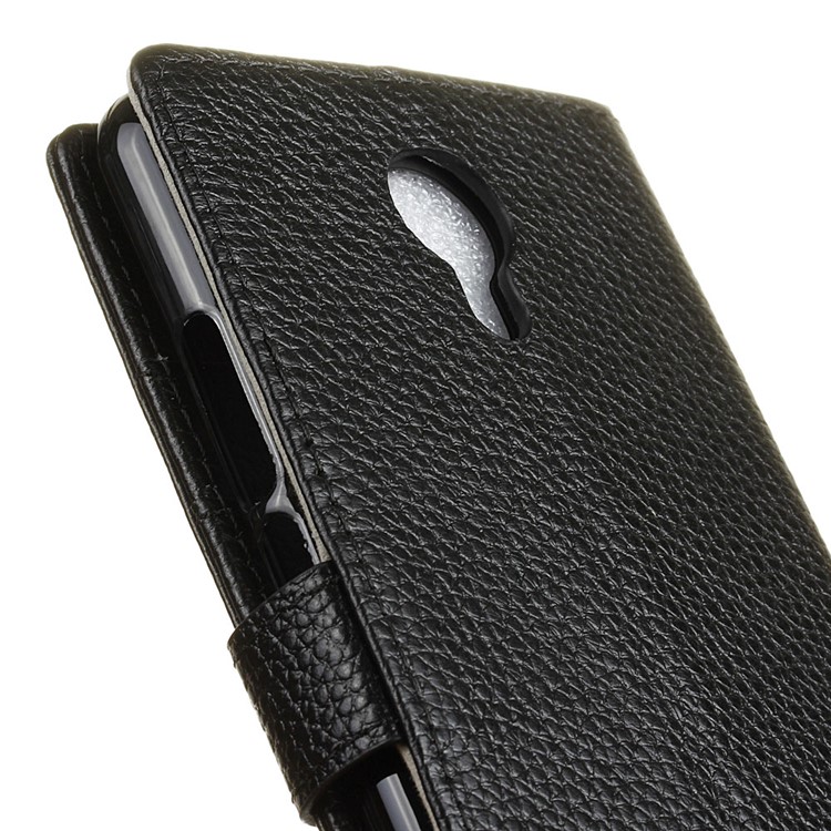 Genuine Leather Wallet Stand Phone Protector Case for Acer Liquid Z6 Plus - Black-2