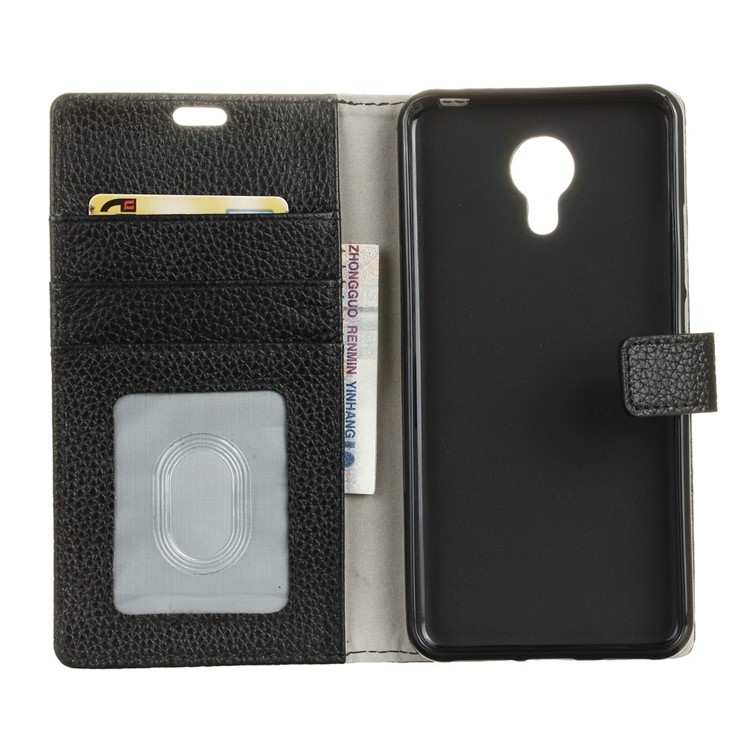 Genuine Leather Wallet Stand Phone Protector Case for Acer Liquid Z6 Plus - Black-3