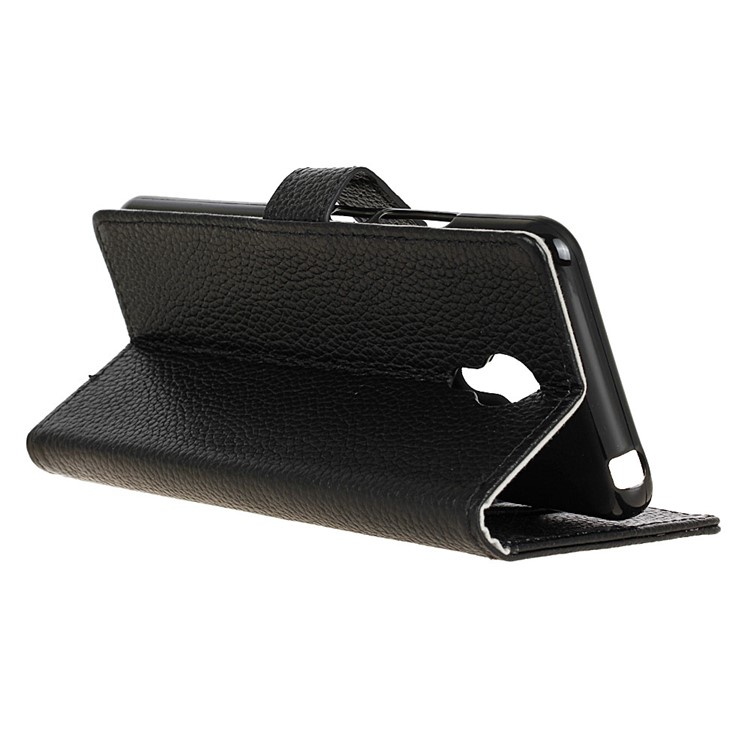 Genuine Leather Wallet Stand Phone Protector Case for Acer Liquid Z6 Plus - Black-5