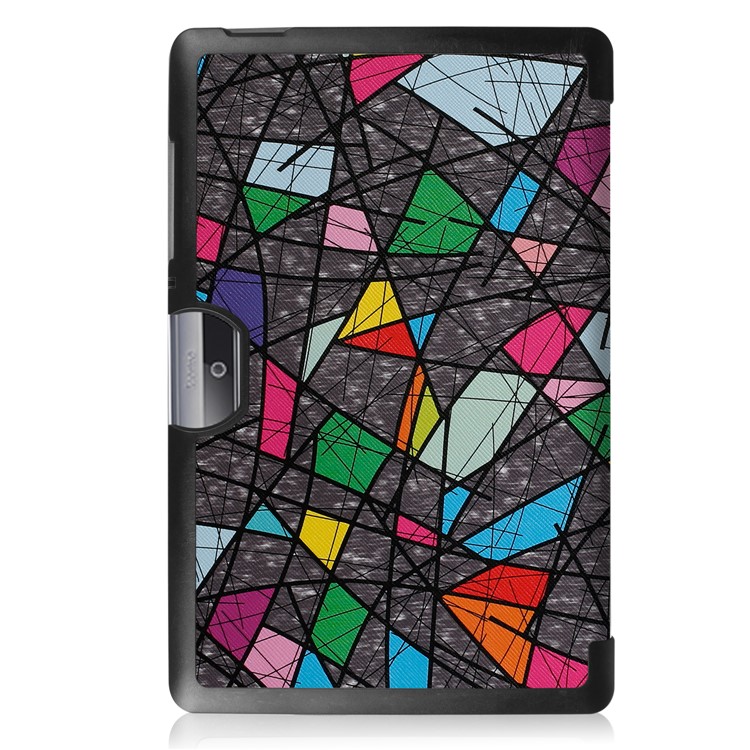 Patterned Leather Tri-fold Stand Case for Acer Iconia One 10 B3-A30 - Geometric Pattern and Lines-3