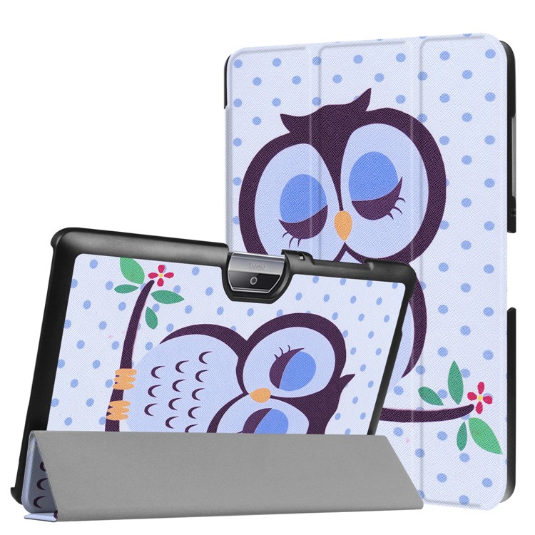 Tri-fold Leather Patterned Stand Shell for Acer Iconia One 10 B3-A30 - Owl Napping on Branch-1