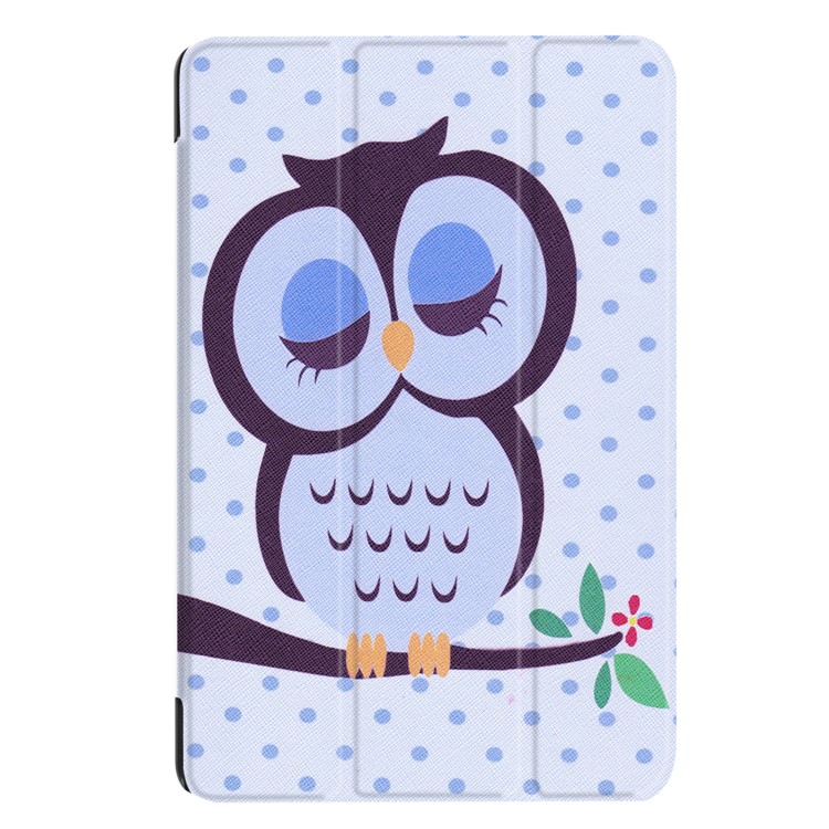 Tri-fold Leather Patterned Stand Shell for Acer Iconia One 10 B3-A30 - Owl Napping on Branch-2