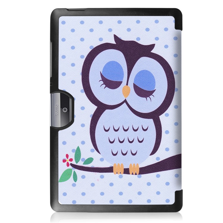 Tri-fold Leather Patterned Stand Shell for Acer Iconia One 10 B3-A30 - Owl Napping on Branch-3