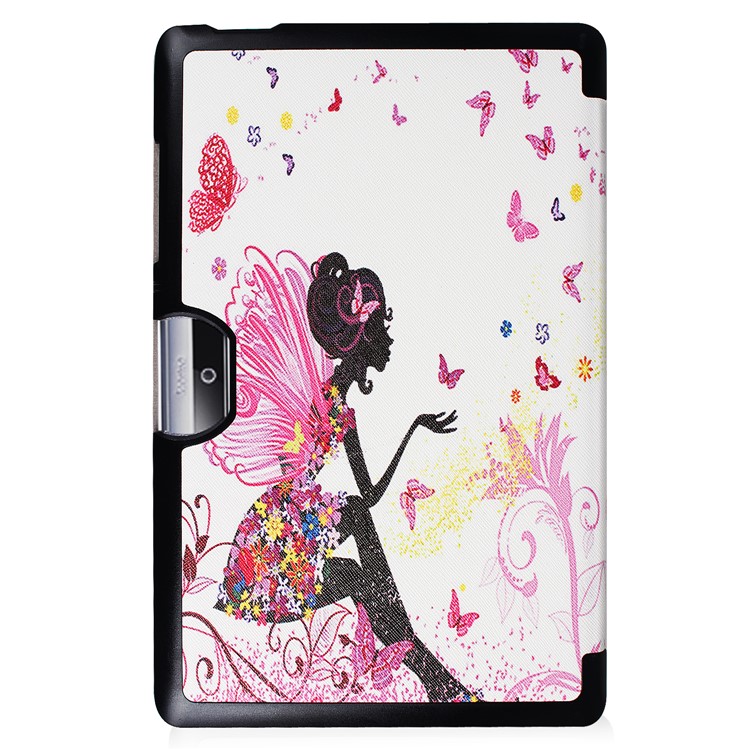 PU Leather Tri-fold Flip Stand Case for Acer Iconia One 10 B3-A30 - Flowered Girl with Wings-3