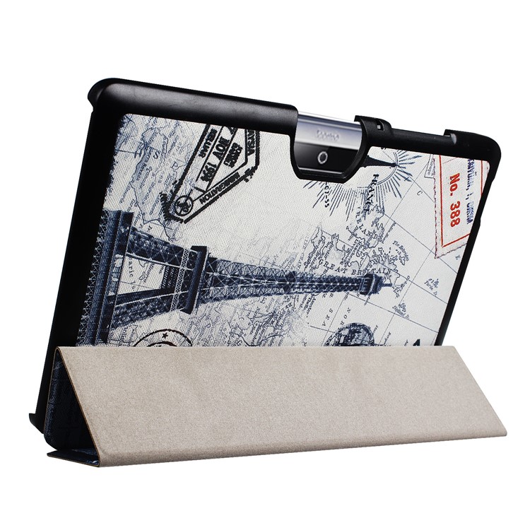 Magnetic Leather Tri-fold Stand Cover for Acer Iconia One 10 B3-A30 - Eiffel Tower and Map-5