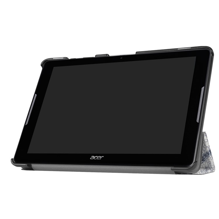 Magnetic Leather Tri-fold Stand Cover for Acer Iconia One 10 B3-A30 - Eiffel Tower and Map-6