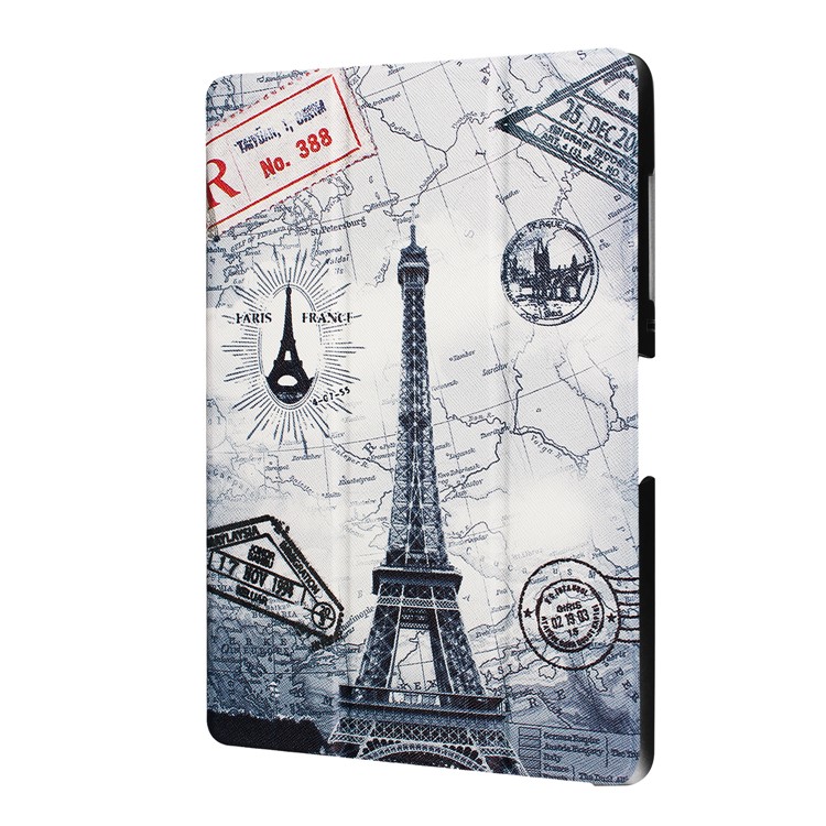 Magnetic Leather Tri-fold Stand Cover for Acer Iconia One 10 B3-A30 - Eiffel Tower and Map-7