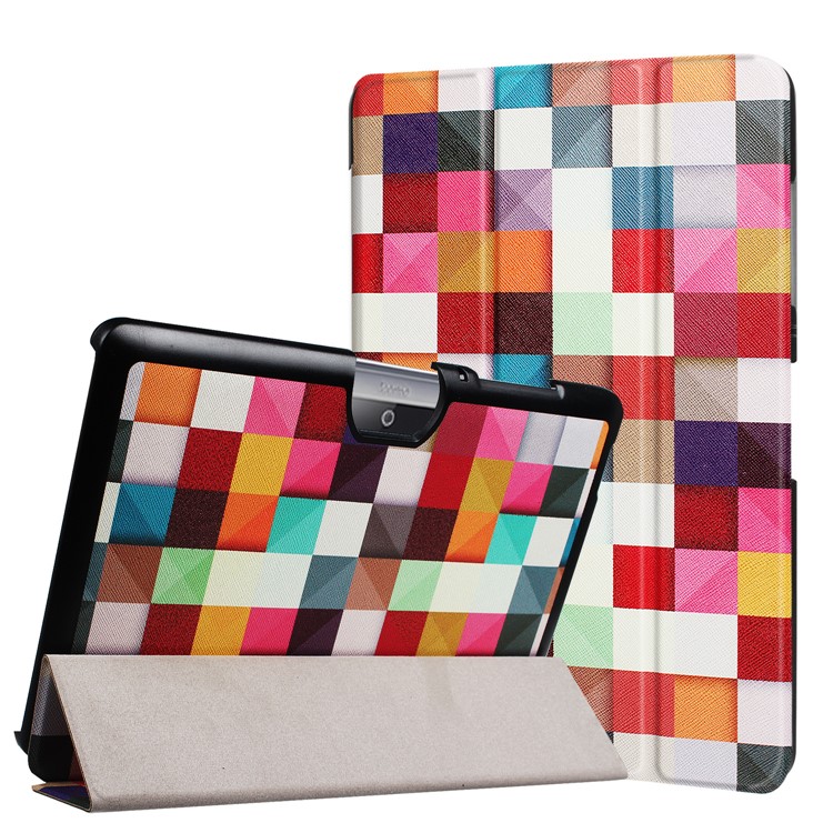 Printing Pattern Tri-fold Leather Case for Acer Iconia One 10 B3-A30 - Colorful Triangle Grid-1